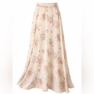 Vintage 1970s Floral Maxi Skirt | 100% Silk | Boho Cottagecore | XS